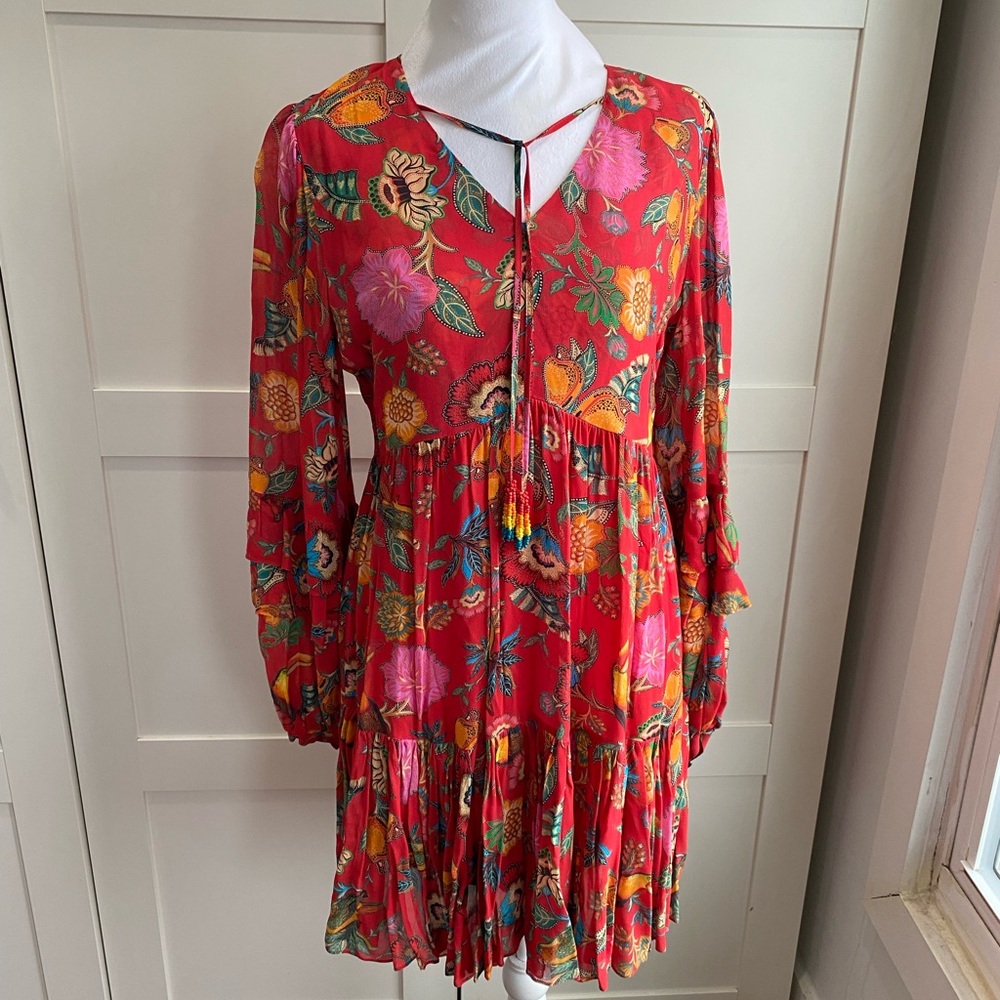 Farm Rio Floral Red Dress, Size XS